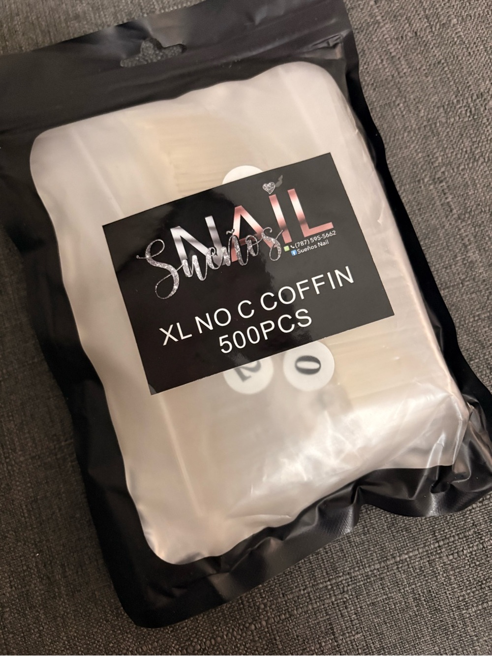 XL No C Coffin Nail Tips - Clear (500pcs)